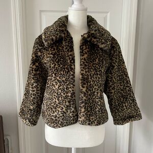 Cejon Cropped Faux Fur Jacket, Size M